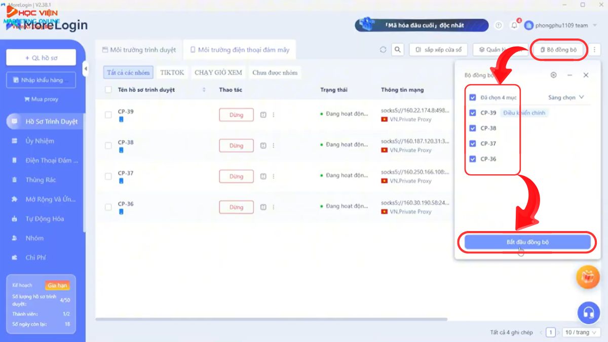 Hướng dẫn cách sử dụng dùng MoreLogin- Đồng bộ hóa thao tác 