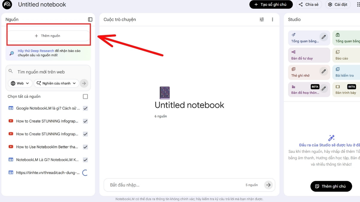 Hướng Dẫn Cách Hỏi- Đáp Với NotebookLM AI bước 2.3