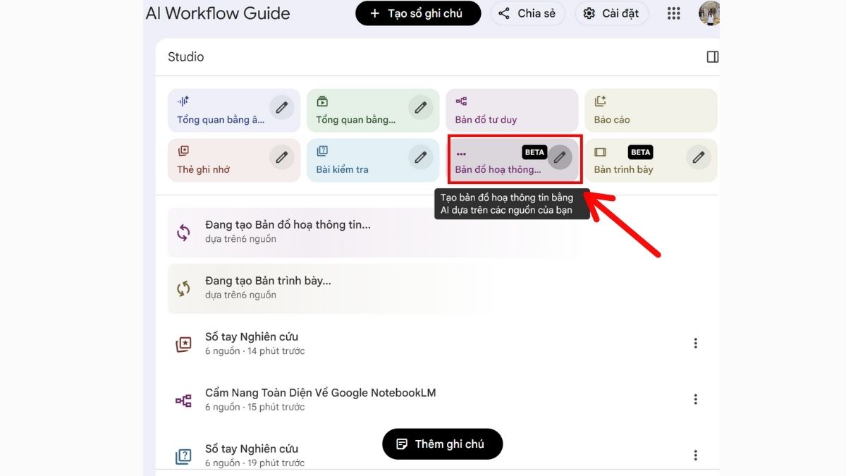 Cách Tạo Infographic Bằng Google NoteBookLM bước 1