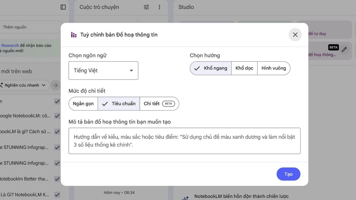 Cách Tạo Infographic Bằng Google NoteBookLM bước 2