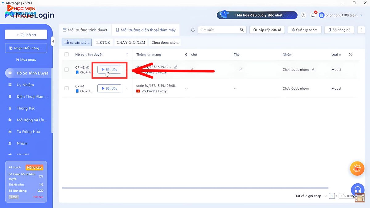 Hướng dẫn cách sử dụng MoreLogin- Kích hoạt hồ sơ bước 4