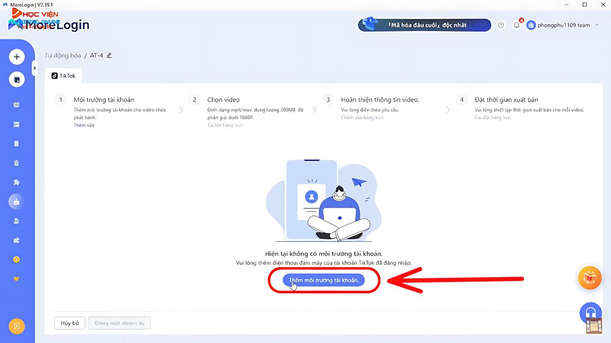 Thiết lập và thực hiện tự động hóa với MoreLogin bước 5.1