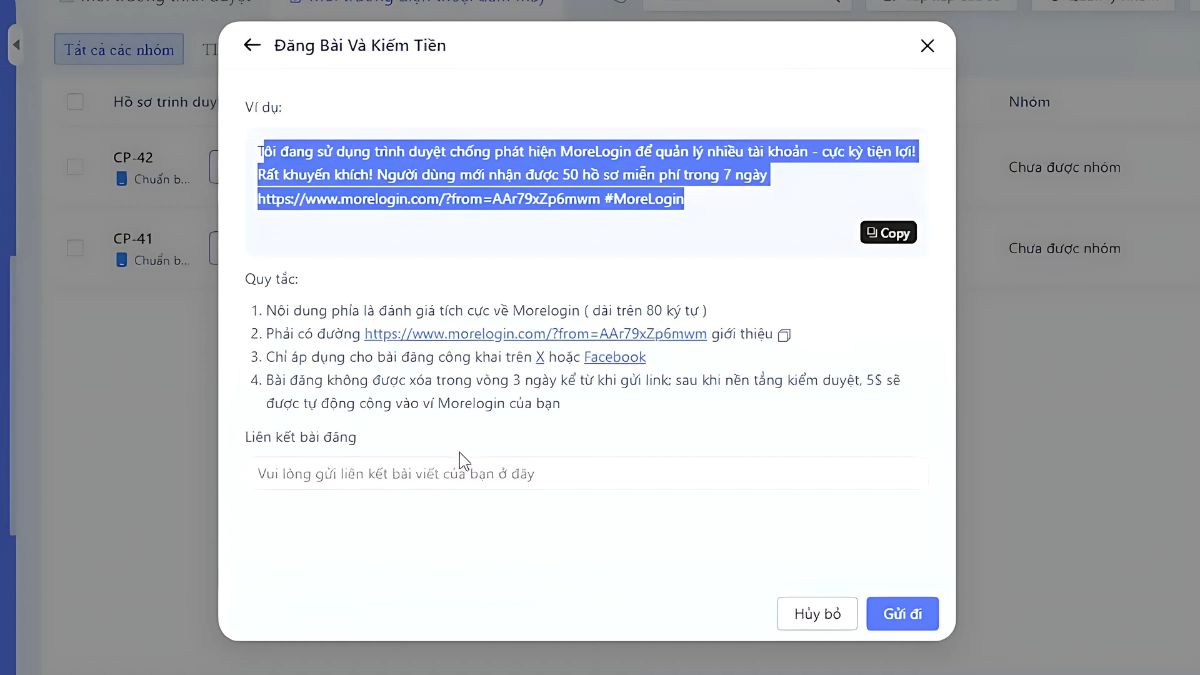 Cách kiếm tiền với MoreLogin- Đăng bài viết kiếm tiền