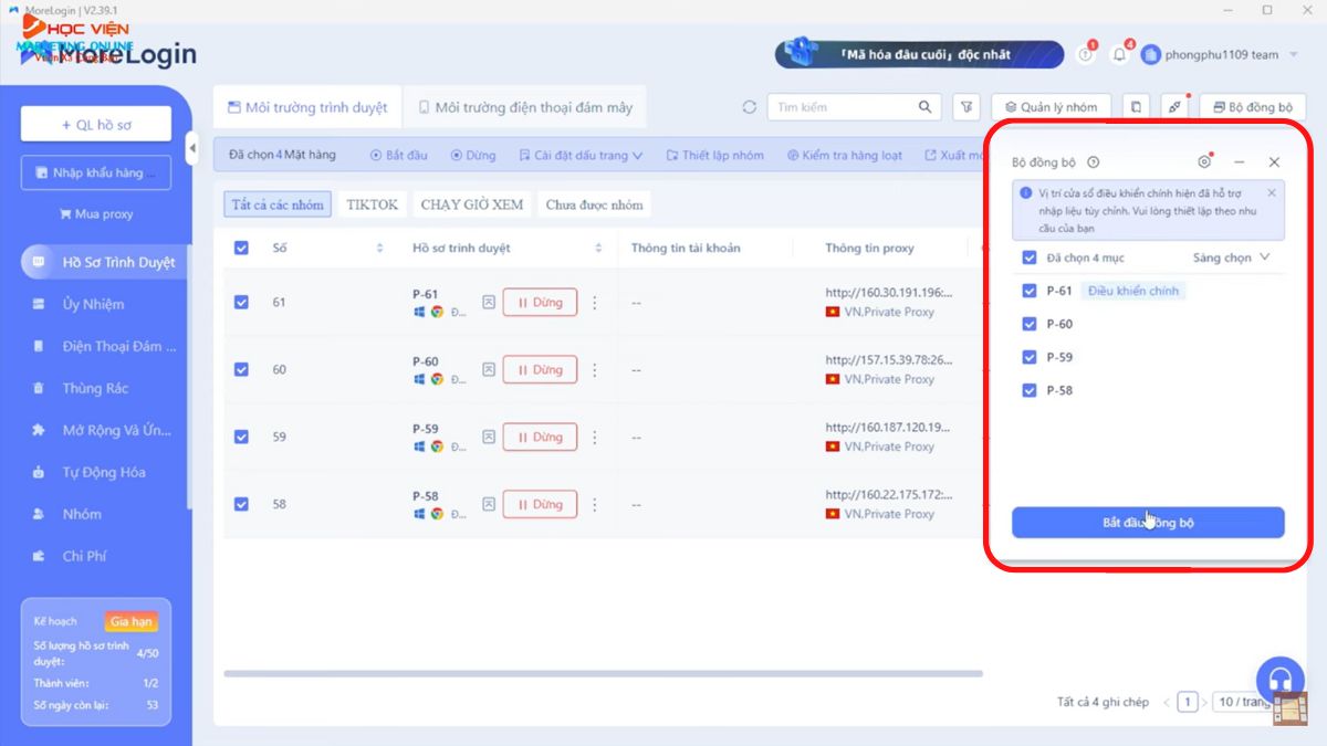 Cách tăng view và cày giờ xem trên Youtube bằng MoreLogin- Tiến hành tăng view và cày giờ xem trên Youtube bước 2.2