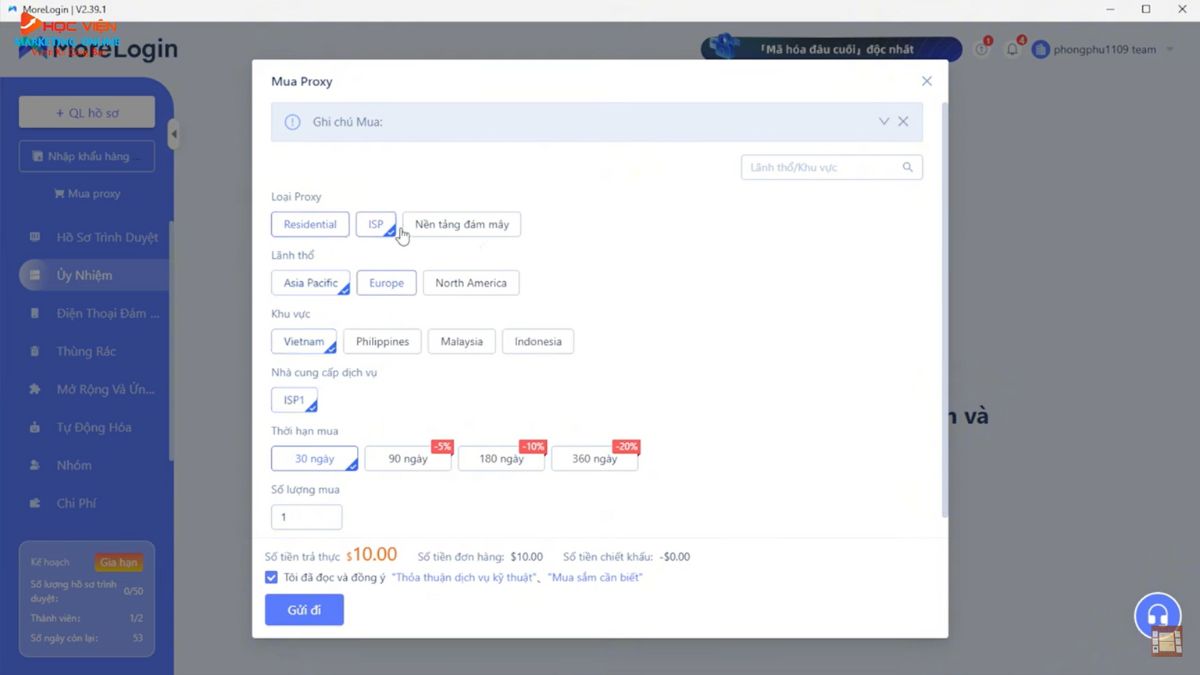 Cách tăng view và cày giờ xem trên Youtube bằng MoreLogin- Thêm và quản lý Proxy bước 1.3