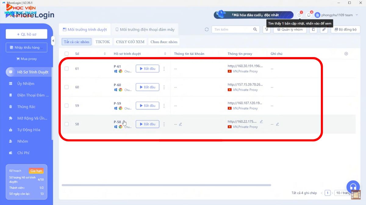 Cách tăng view và cày giờ xem trên Youtube bằng MoreLogin- Tạo hồ sơ trình duyệt bước 6