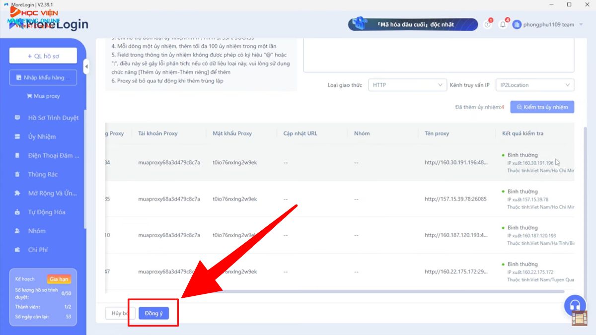 Cách tăng view và cày giờ xem trên Youtube bằng MoreLogin- Thêm và quản lý Proxy bước 3.2