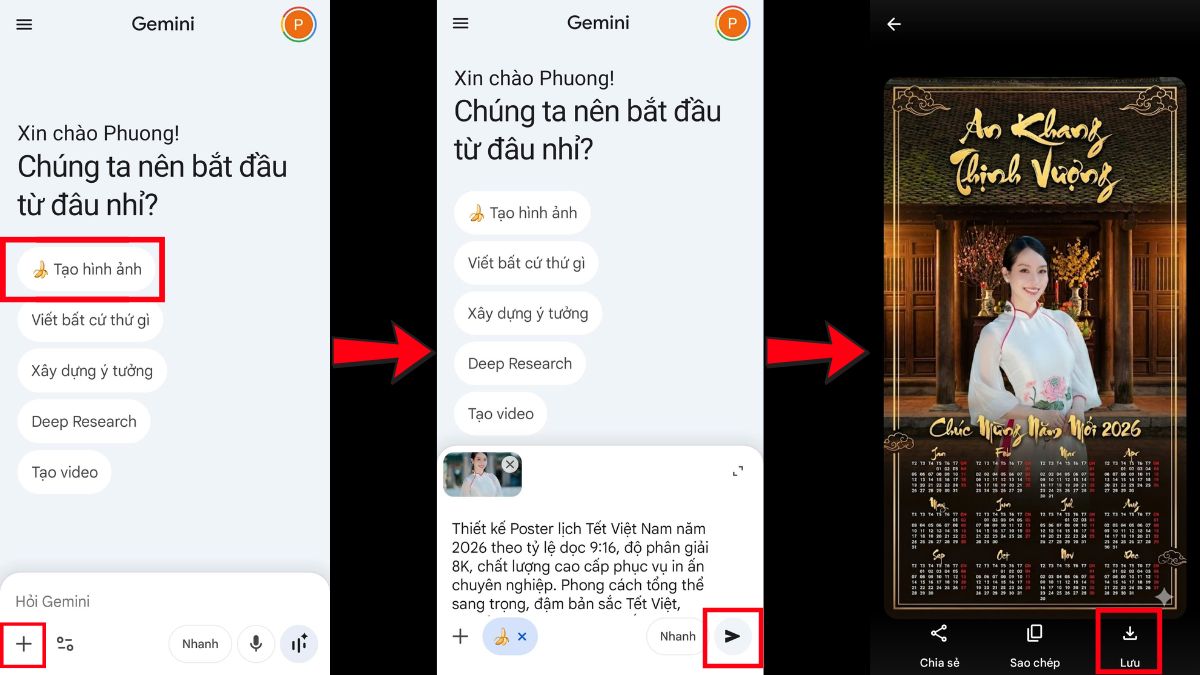 Cách Tạo Lịch Tết Bằng AI Gemini Trên Điện Thoại