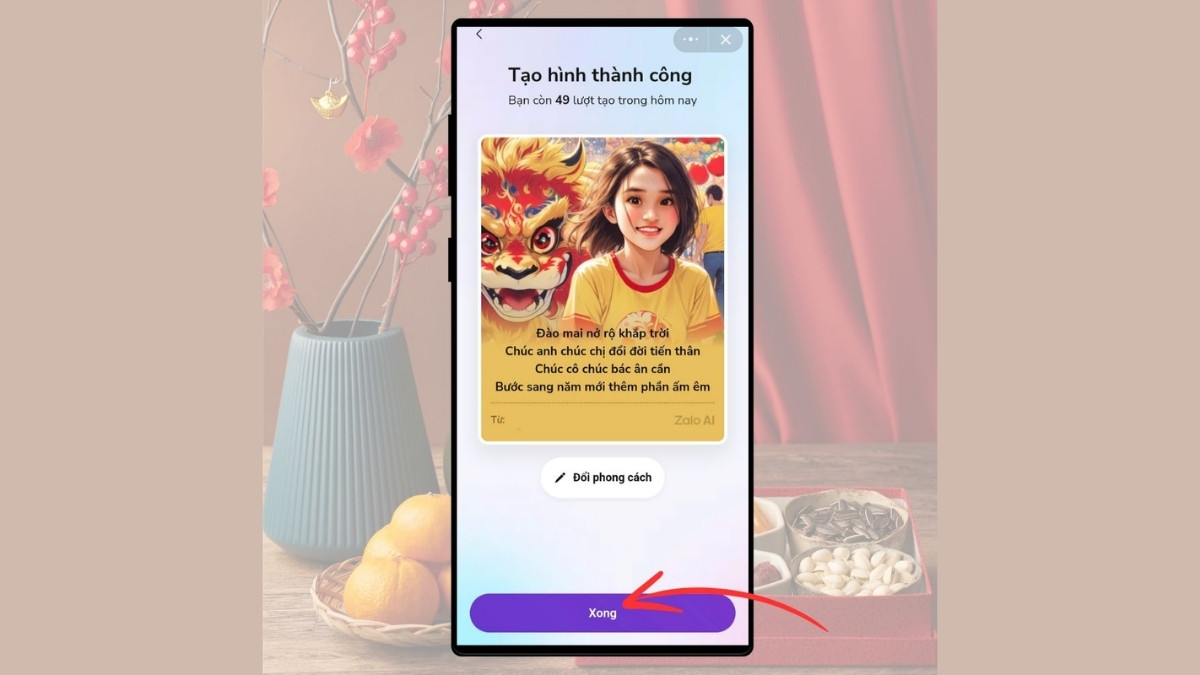 Hướng Dẫn Cách Tạo Thiệp Chúc Tết Bằng Zalo AI bước 10
