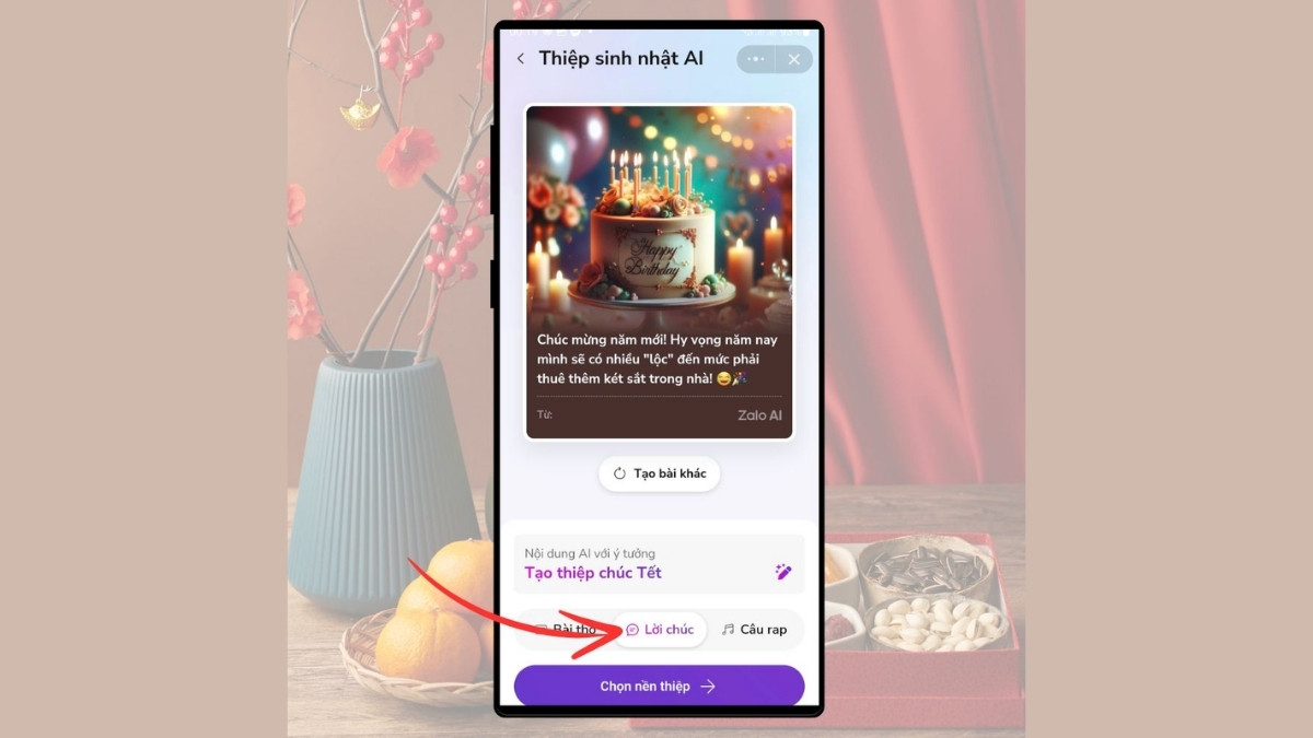Hướng Dẫn Cách Tạo Thiệp Chúc Tết Bằng Zalo AI bước 6