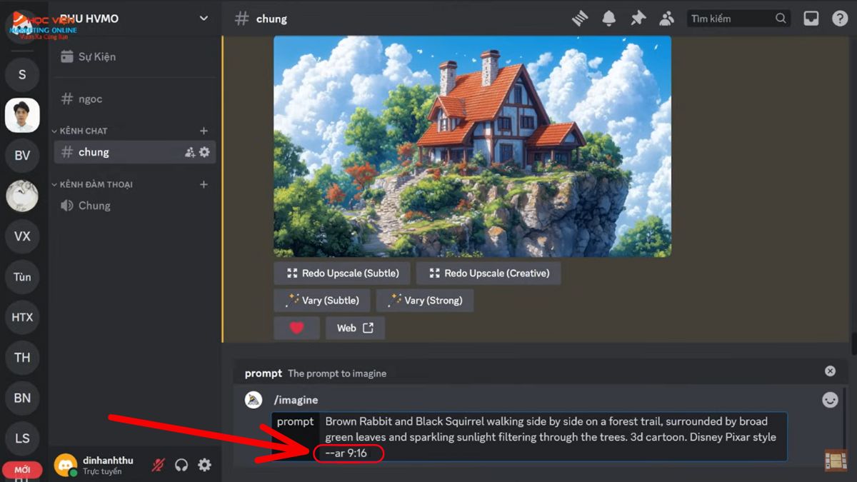 Hướng dẫn cách tạo video bằng AI miễn phí- Tạo hình ảnh với Midjourney bước 1.2