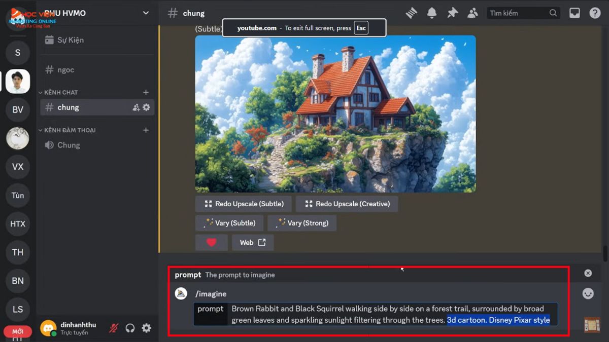 Hướng dẫn cách tạo video bằng AI miễn phí- Tạo hình ảnh với Midjourney bước 1.1