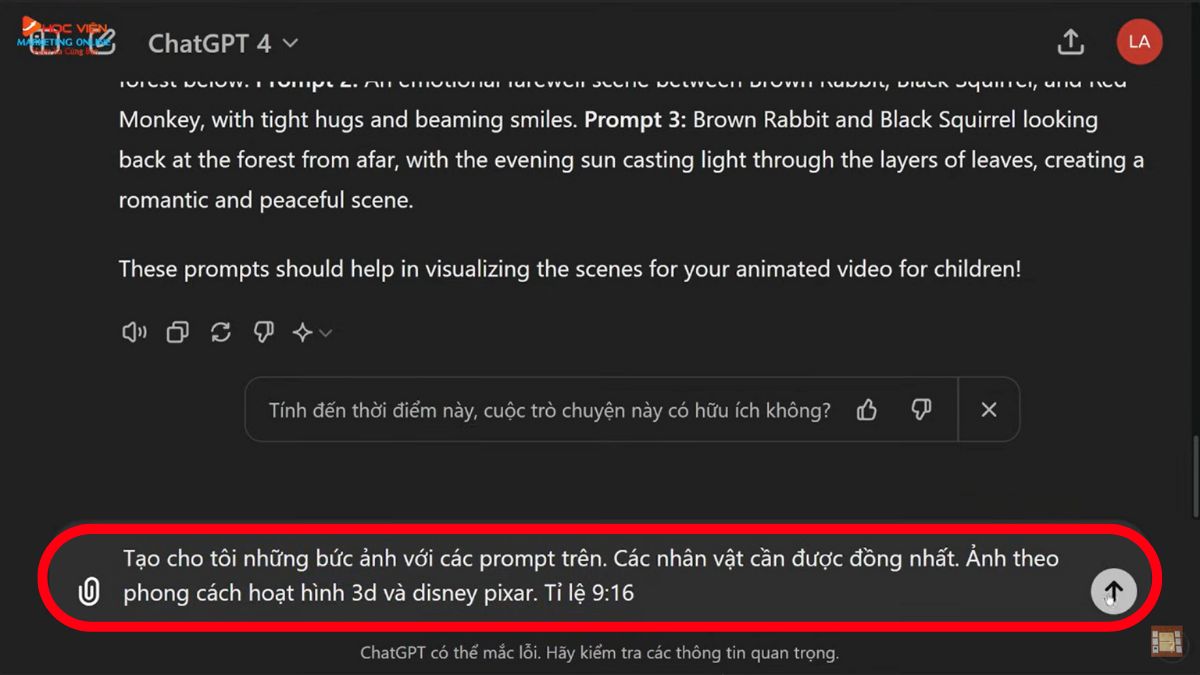 Hướng dẫn cách tạo video bằng AI miễn phí- Tạo hình ảnh với Chatgot bước 2