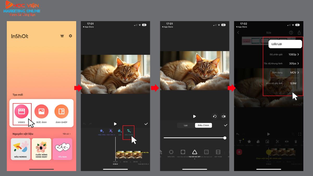 Cách làm nét video bằng AI với Inshot