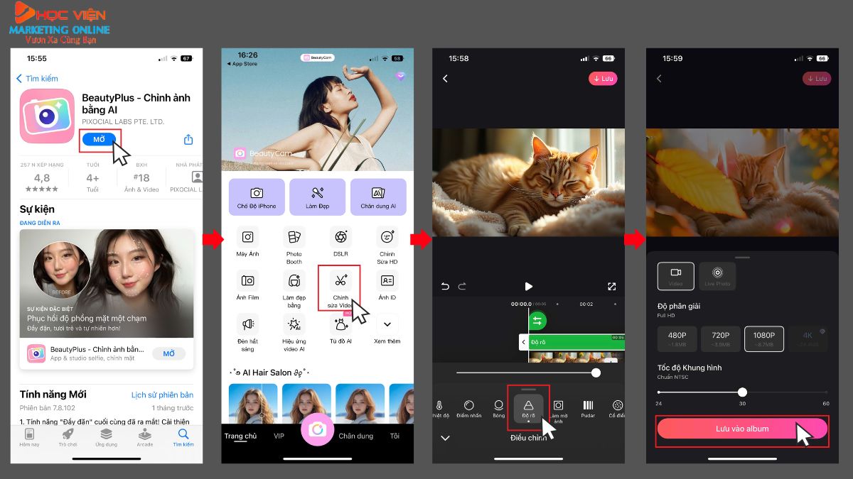 Cách làm nét video bằng AI với BeautyPlus