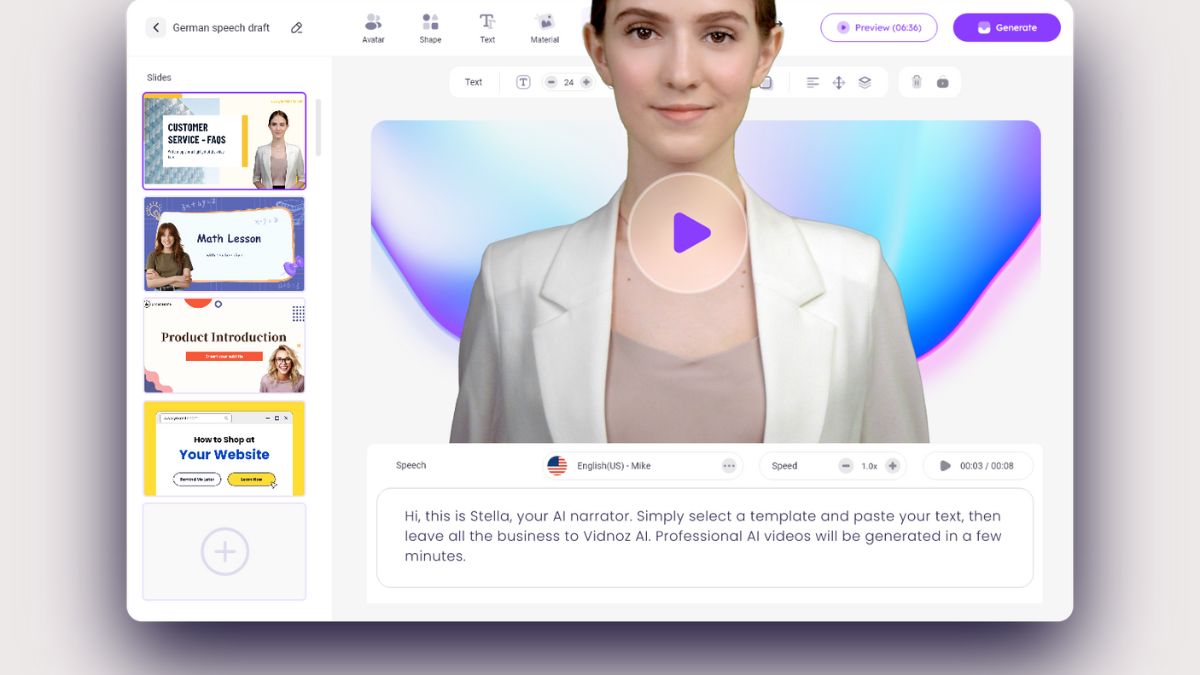 Công cụ chuyển PowerPoint sang video bằng AI- Vidnoz