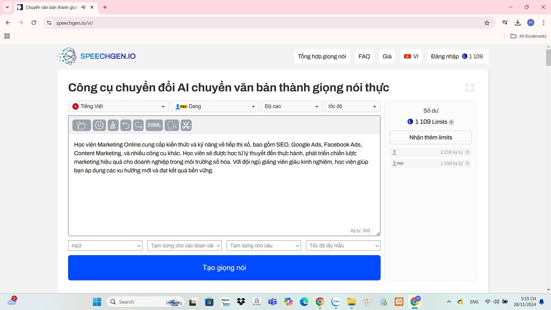 Top 10 ứng dụng chuyển văn bản thành giọng nói tiếng Việt miễn phí- Hướng dẫn nhanh Speechgen