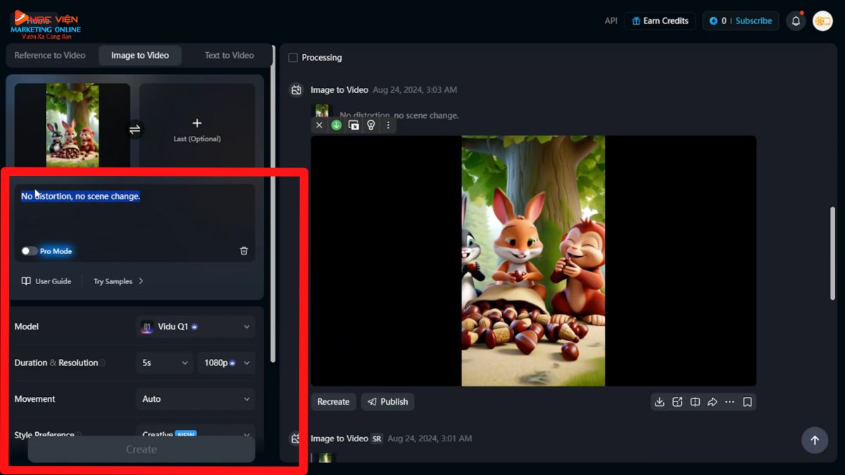 Vidu AI- Công cụ chuyển hình ảnh thành video bằng AI bước 6