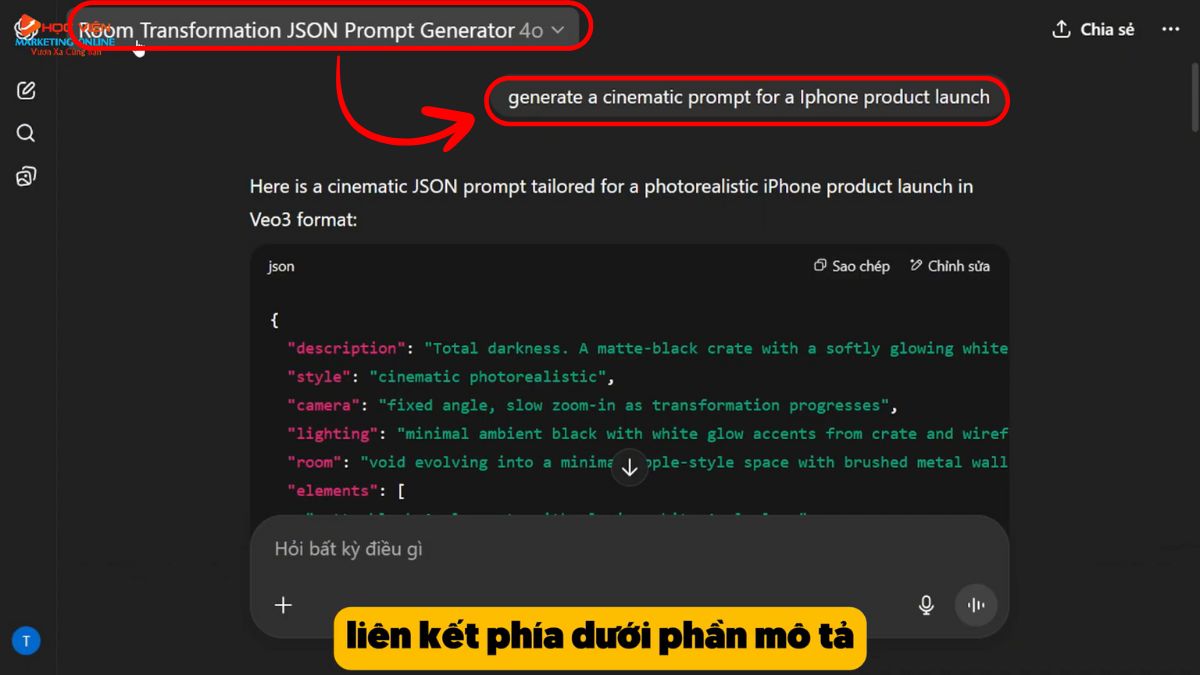 Tạo video VFX với Veo 3 kết hợp ChatGPT bước 2