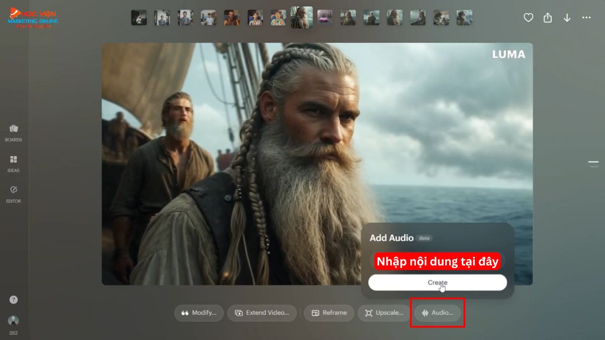 Tính năng thêm âm thanh vào video của Luma AI