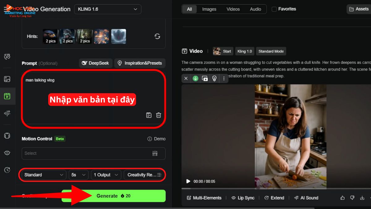 Cách tạo video AI từ ảnh với Kling bước 4.2