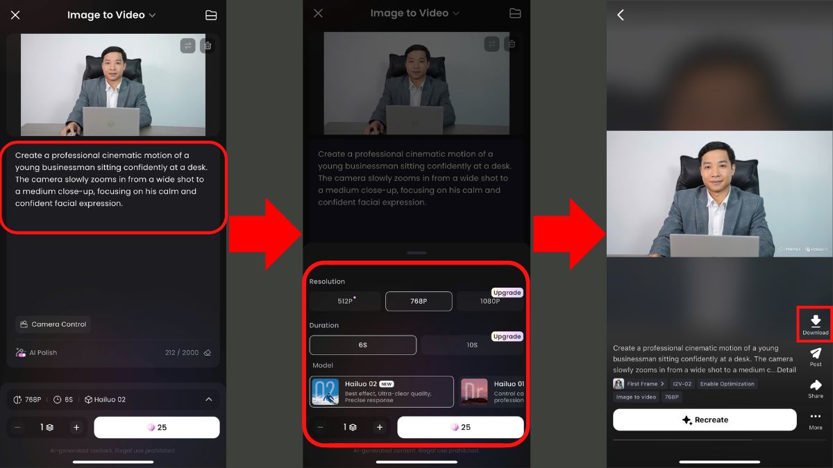 Hailuo AI chuyển video từ hình ảnh bằng AI trên điện thoại bước 6