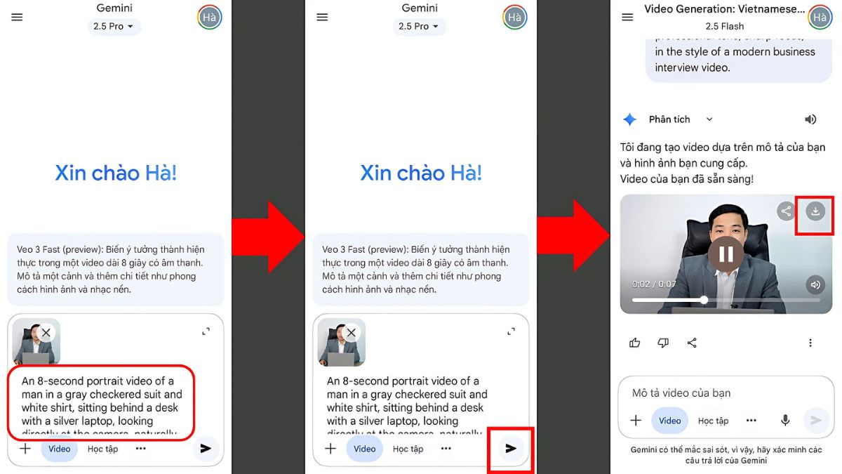 Chuyển ảnh thành video AI miễn phí trên điện thoại bằng Google Veo 3 bước 7