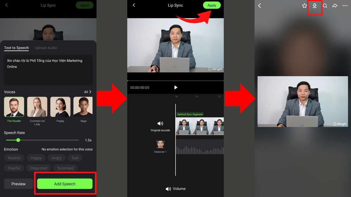 Cách chuyển hình ảnh thành video AI trên điện thoại bằng Kling nhép miệng bước 6