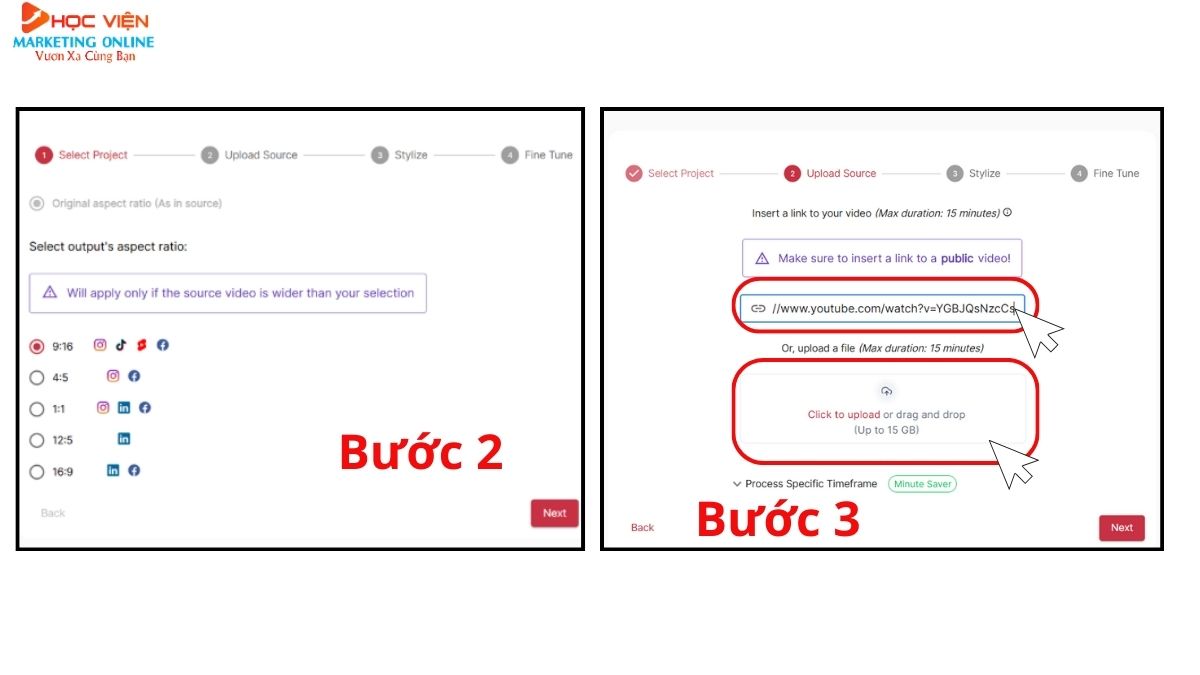 Công cụ chuyển video dài thành video ngắn bằng AI- Hướng dẫn sử dụng GetMunch bước 2