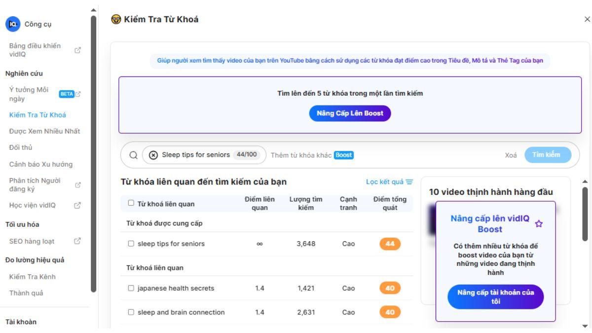 Công Cụ Phân Tích Từ Khóa Và Tối Ưu SEO YouTube View Ngoại- Kết quả tạo ra