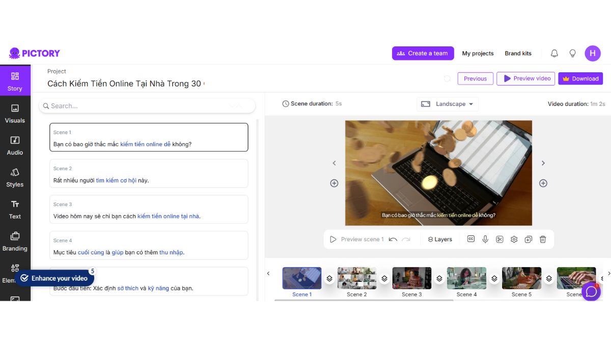 Công cụ làm video AI YouTube view ngoại không lộ mặt- Cách sử dụng Pictory