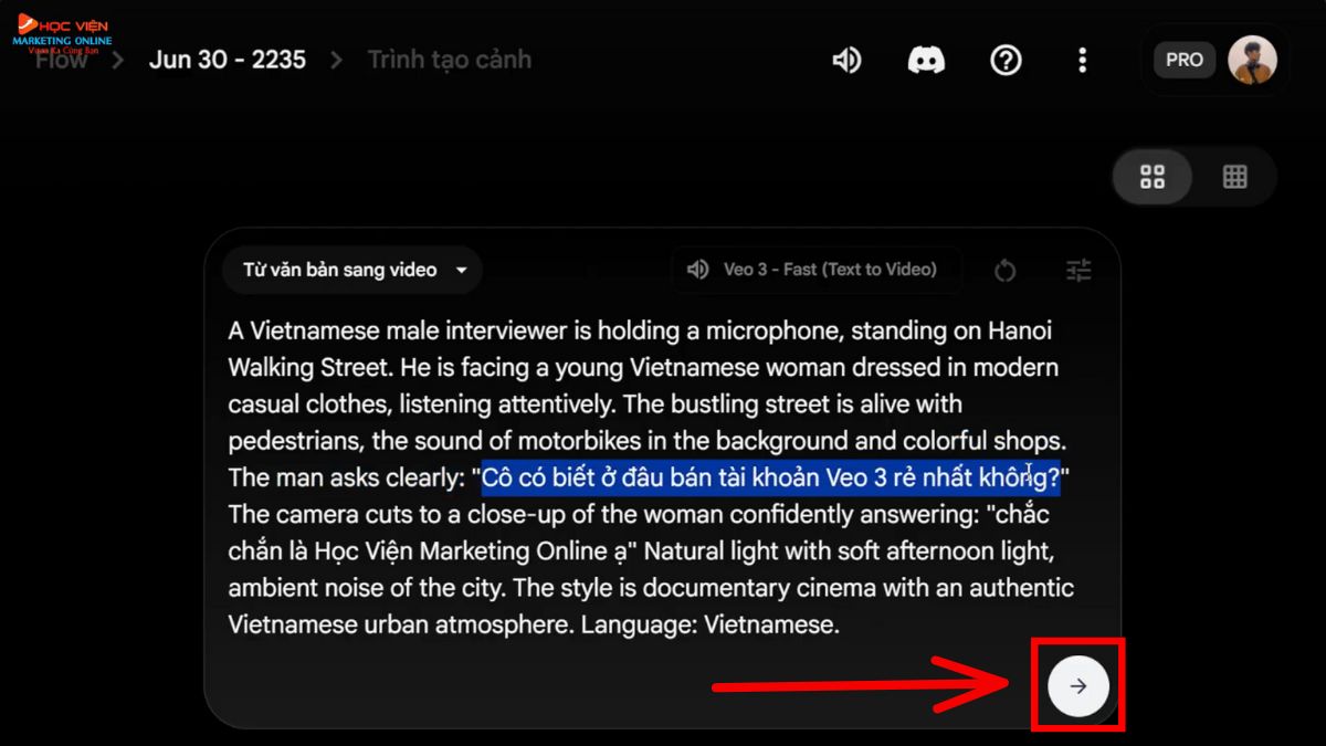 Công cụ AI tạo video Youtube chuyển động- Google Veo 3 bước 4