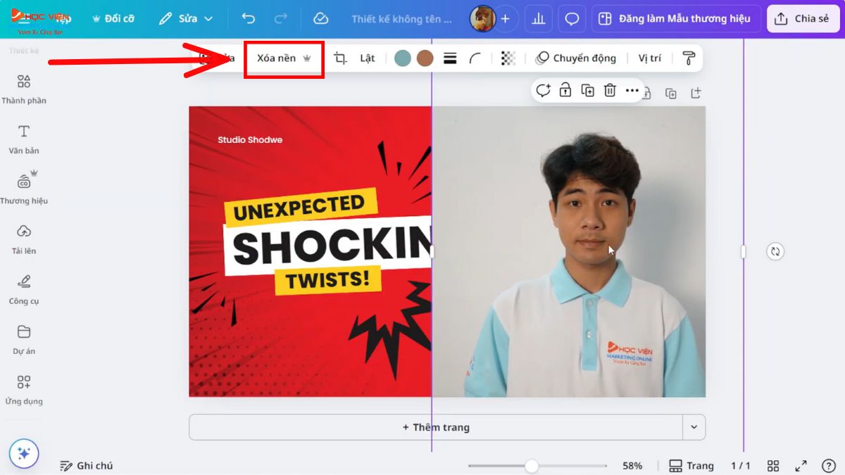 Công cụ AI làm thumbnail Youtube view ngoại chuyên nghiệp- Canva bước 5.1