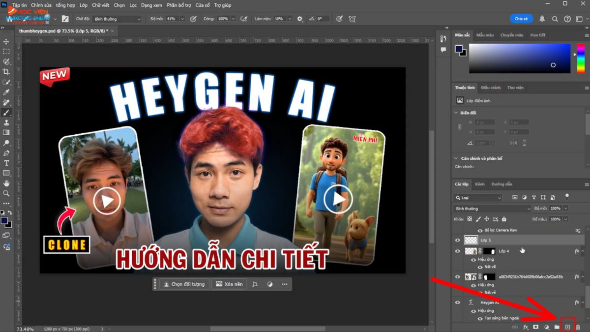 Công cụ AI làm thumbnail Youtube view ngoại chuyên nghiệp- Tạo nền bằng AI với Photoshop bước 1
