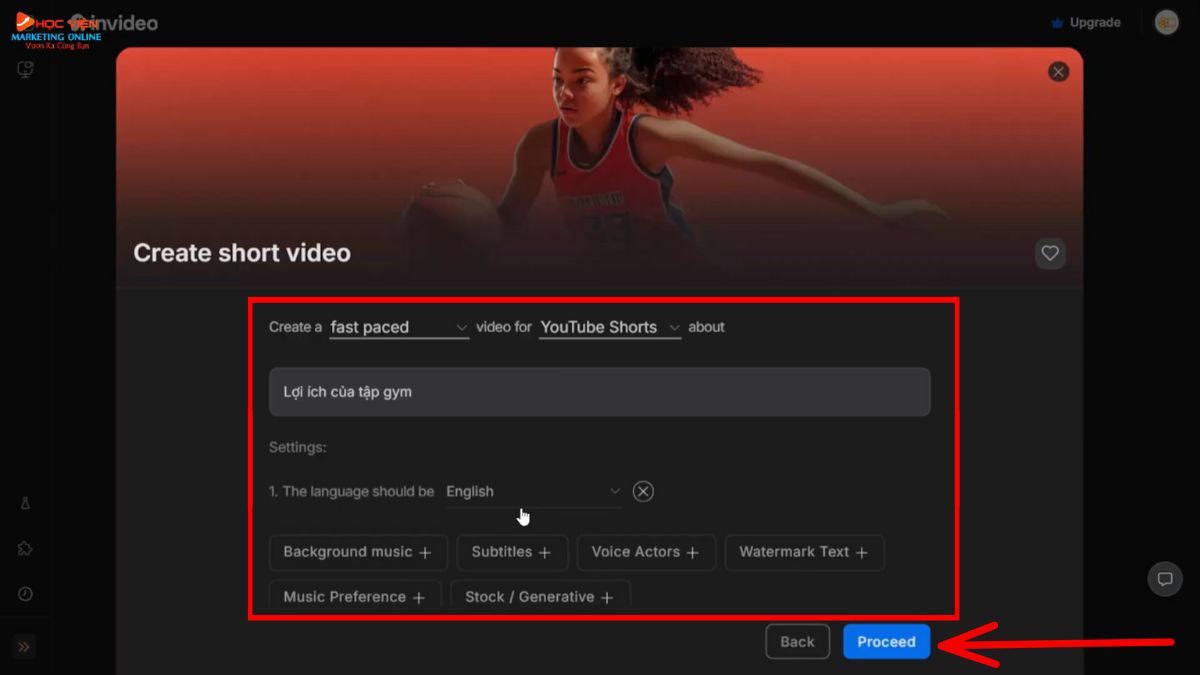 Công cụ làm video Youtube view ngoại bằng AI không lộ mặt- Invideo bước 2.2