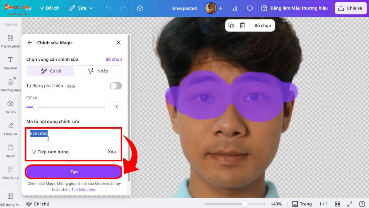 Công cụ AI làm thumbnail Youtube view ngoại chuyên nghiệp- Canva bước 5.3
