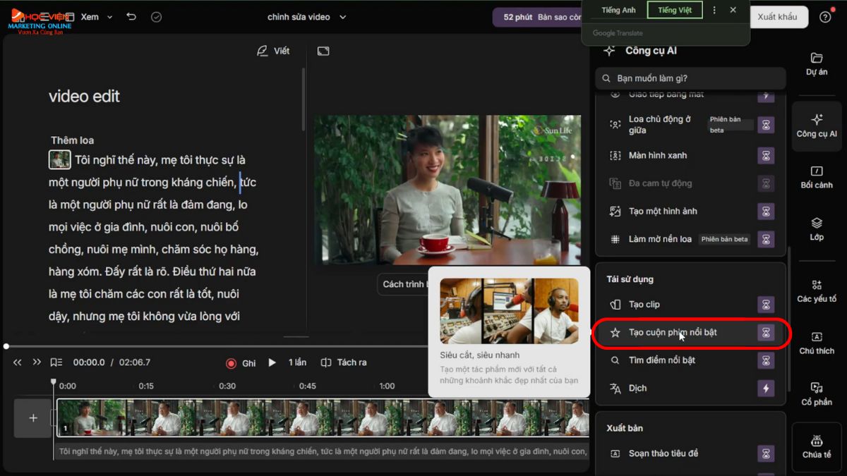 Ứng dụng làm Youtube view ngoại bằng AI hỗ trợ edit video tự động- Descript bước 3.1