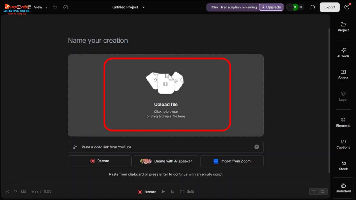 Ứng dụng làm Youtube view ngoại bằng AI hỗ trợ edit video tự động- Descript bước 2.2
