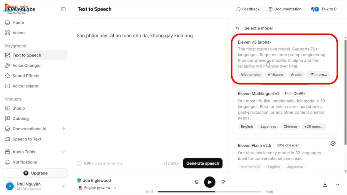 Chuyển văn bản thành giọng nói bằng Elevenlabs bước 4.2