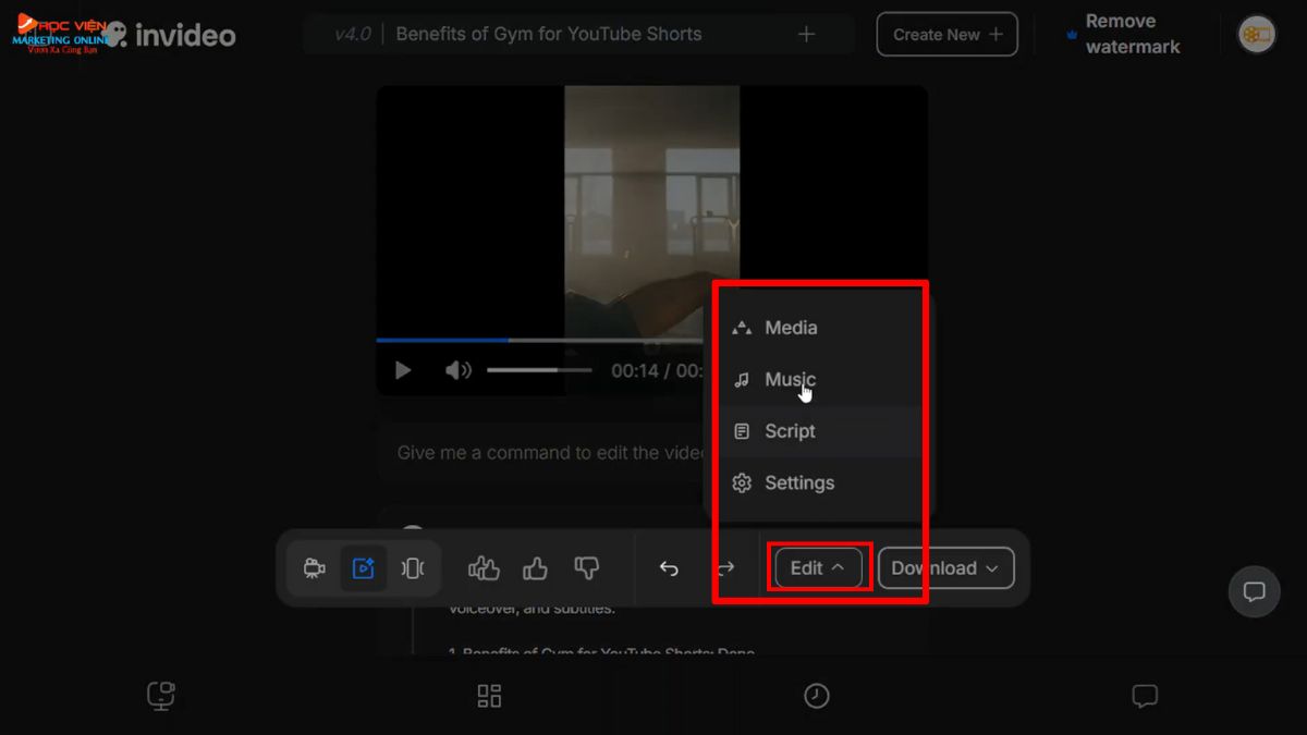 Công cụ làm video Youtube view ngoại bằng AI không lộ mặt- Invideo bước 3.1