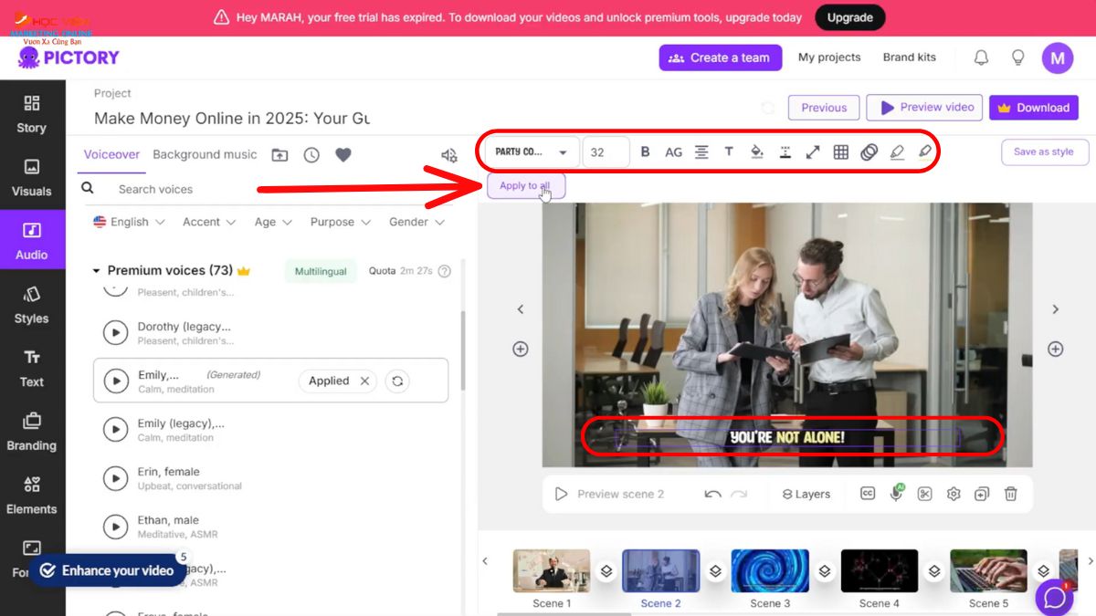 Công cụ làm video Youtube view ngoại bằng AI không lộ mặt- Pictory bước 6