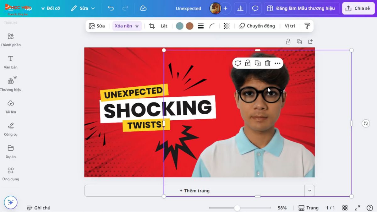 Công cụ AI làm thumbnail Youtube view ngoại chuyên nghiệp- Canva bước 5.4