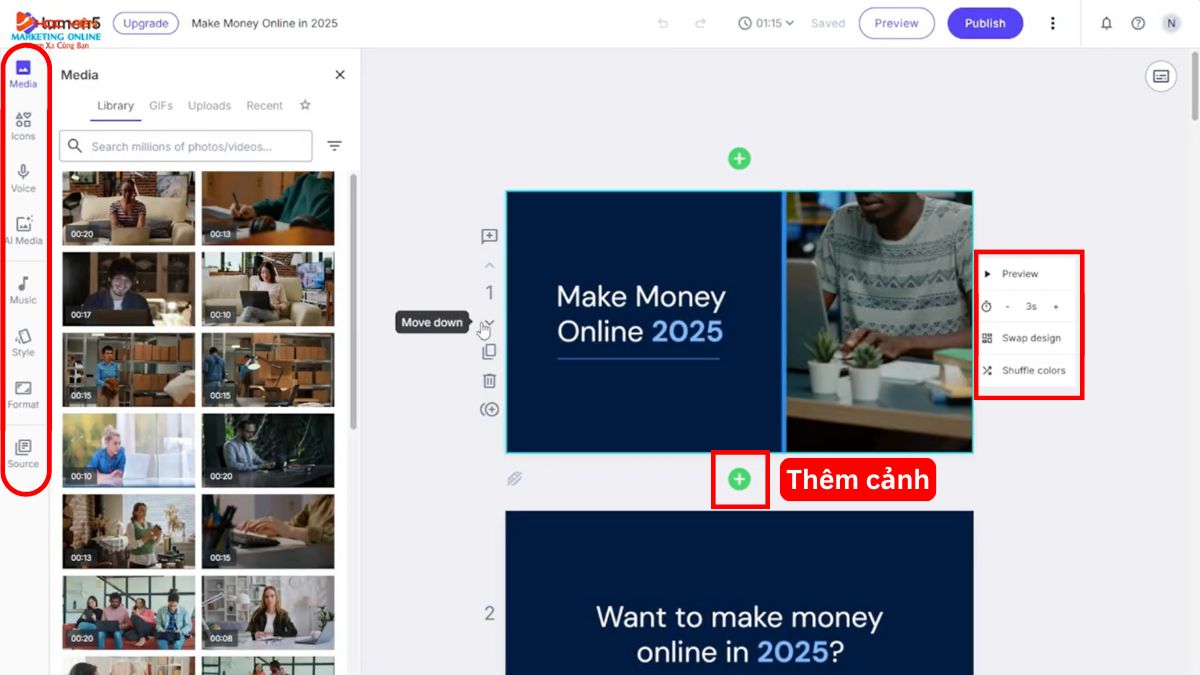 Công cụ làm video Youtube view ngoại bằng AI không lộ mặt- Lumen5 bước 5.1