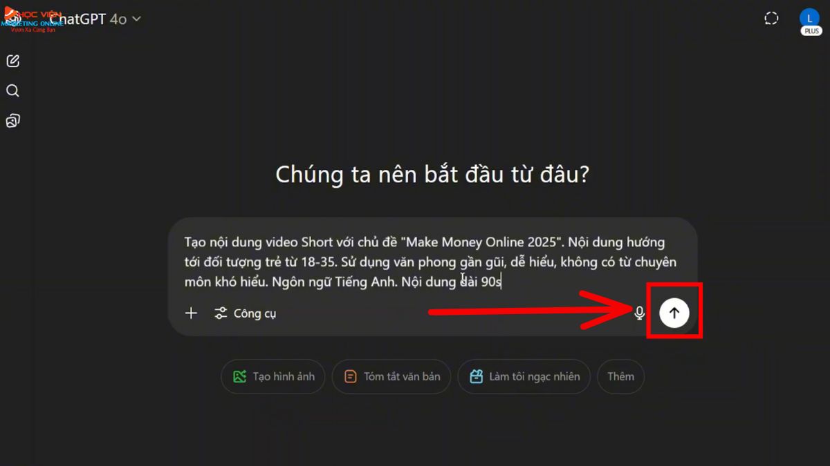 Công cụ AI tạo kịch bản Youtube thông minh- ChatGPT bước 3.1