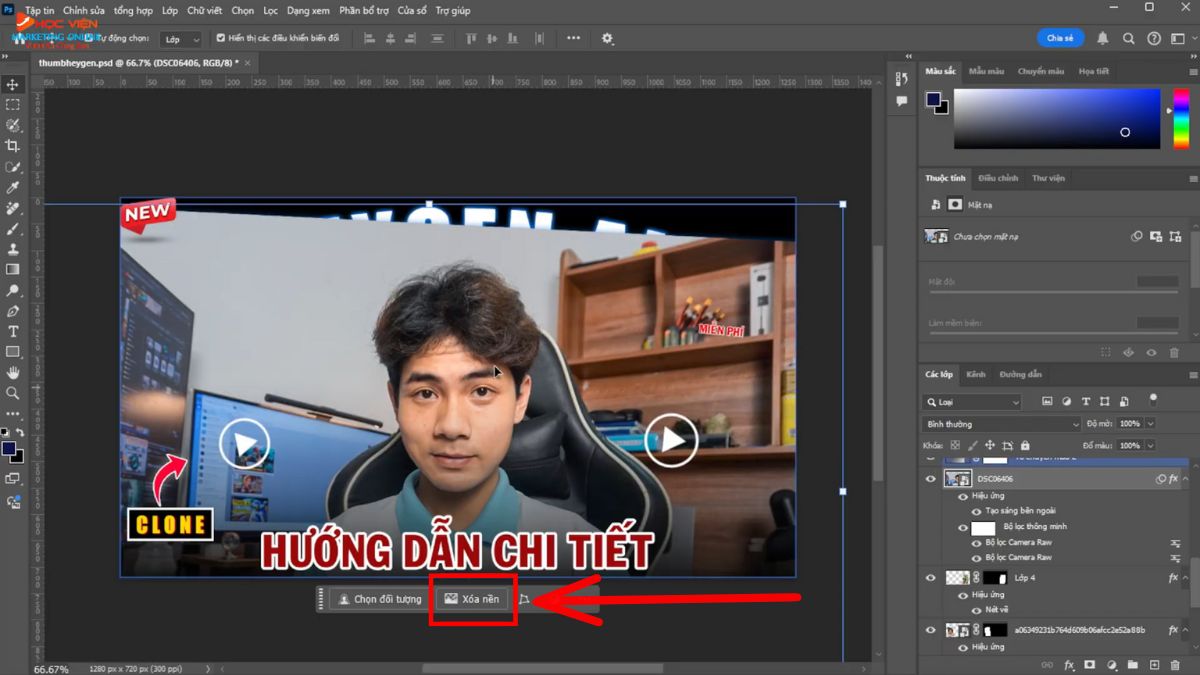 Công cụ AI làm thumbnail Youtube view ngoại chuyên nghiệp- Xóa nền tự động với Photoshop bước 1