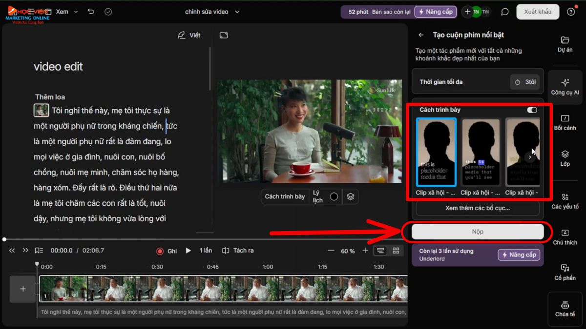 Ứng dụng làm Youtube view ngoại bằng AI hỗ trợ edit video tự động- Descript bước 3.2