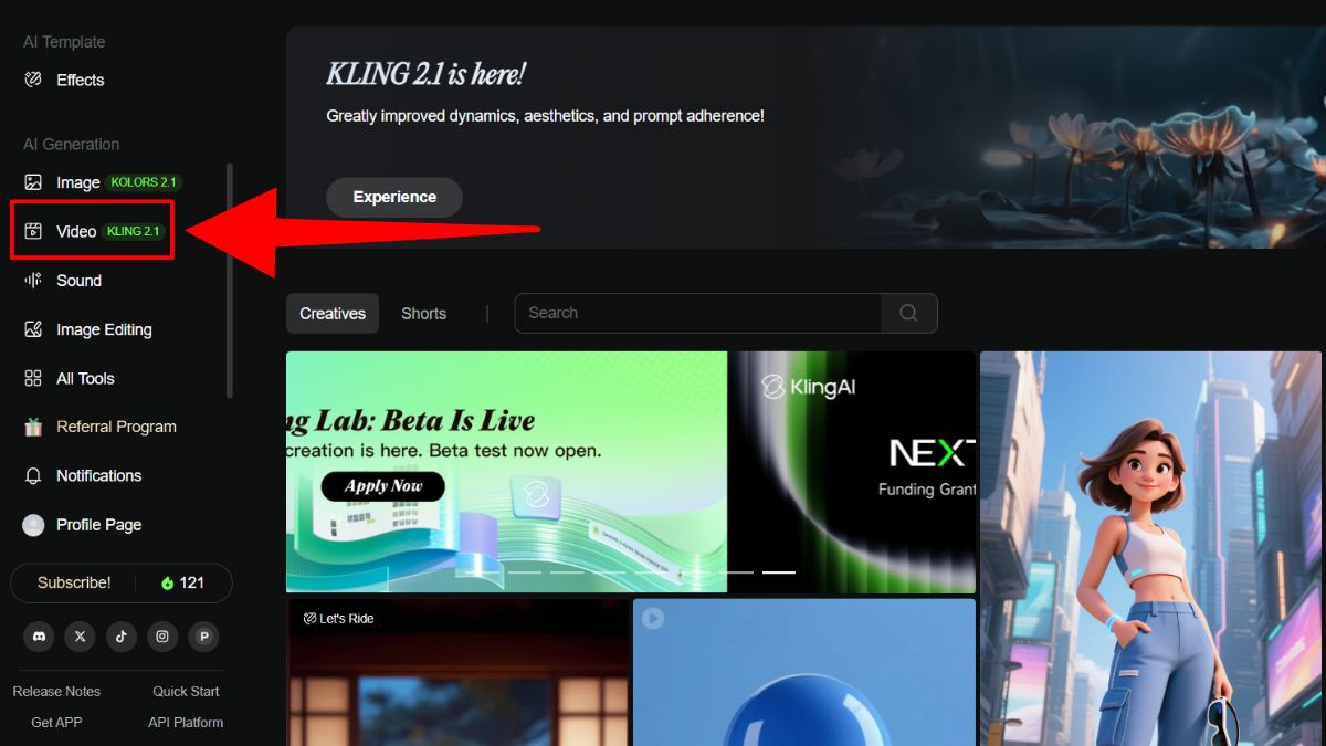 Cách tạo video bằng AI- Kling bước 1.1