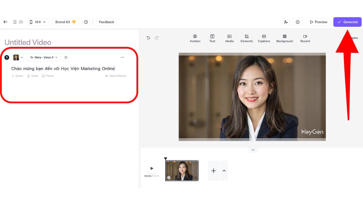 Cách sử dụng phần mềm làm video bằng AI miễn phí- Heygen bước 5