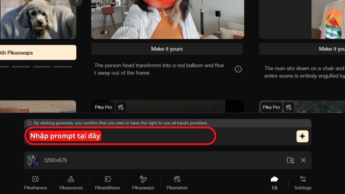 Cách sử dụng Phần mềm thiết kế video AI- Pika bước 3