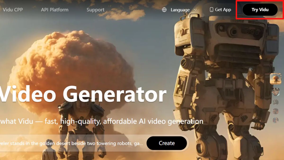 Cách tạo video bằng AI miễn phí với Vidu bước 1